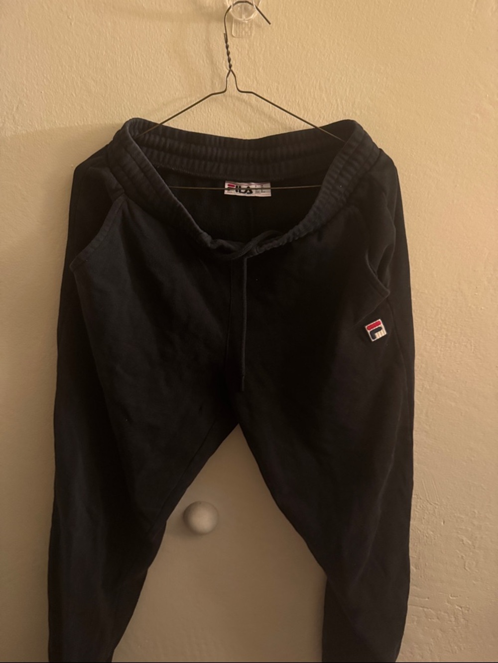Fila Men's Black Jogger Sweatpants with Logo Patch